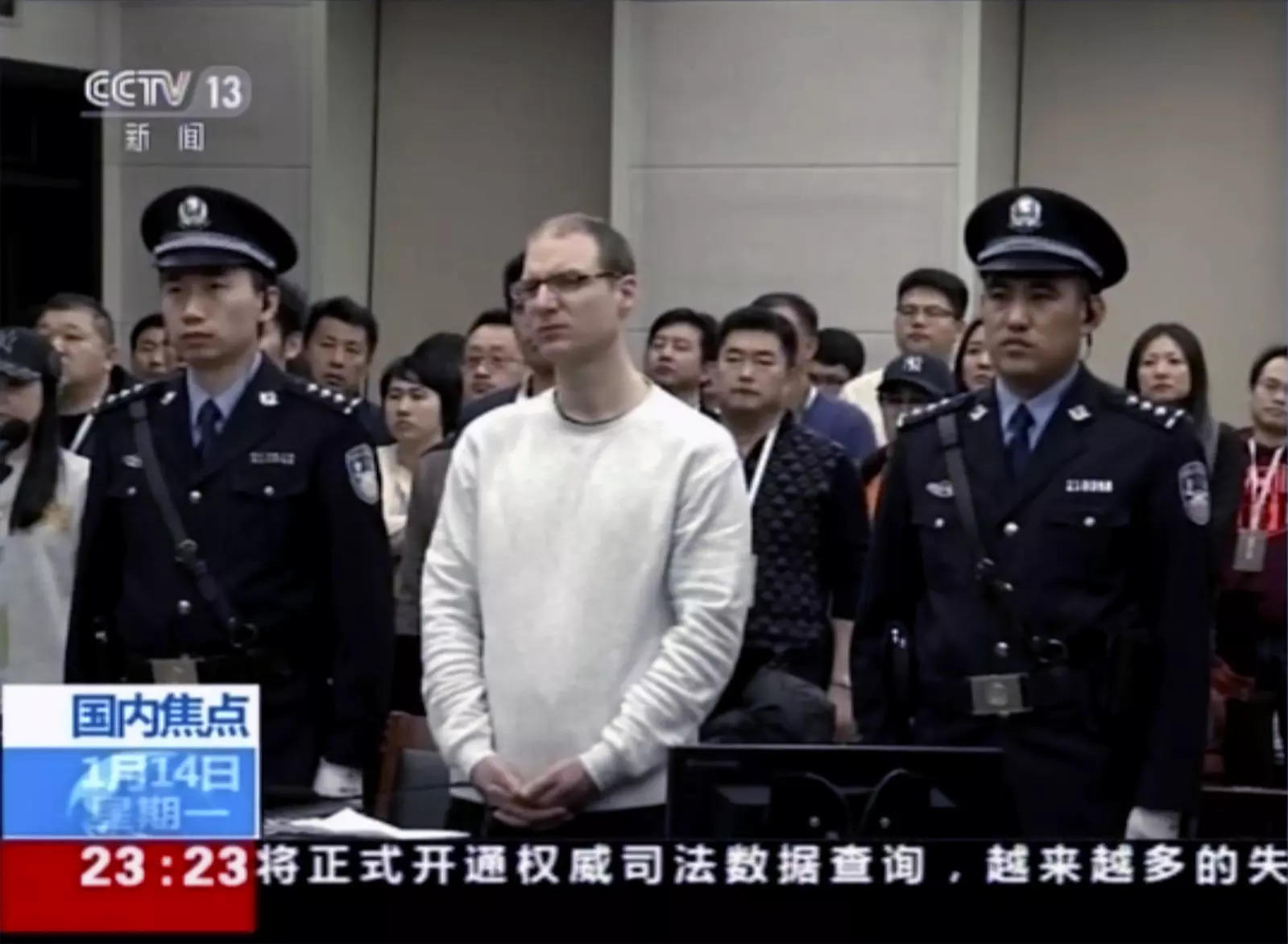 Video footage shows Canadian Robert Lloyd Schellenberg attends his retrial at the Dalian Intermediate People's Court in Dalian, northeastern China's Liaoning province.  