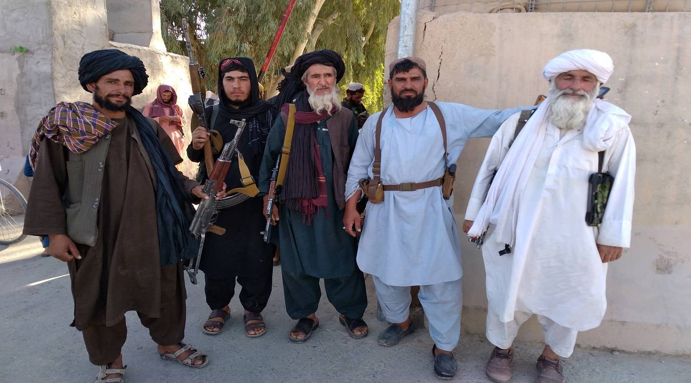 Taliban fighters are seen inside the city of Farah, capital of Farah province southwest of Kabul, Afghanistan, August 10, 2021. (AP)