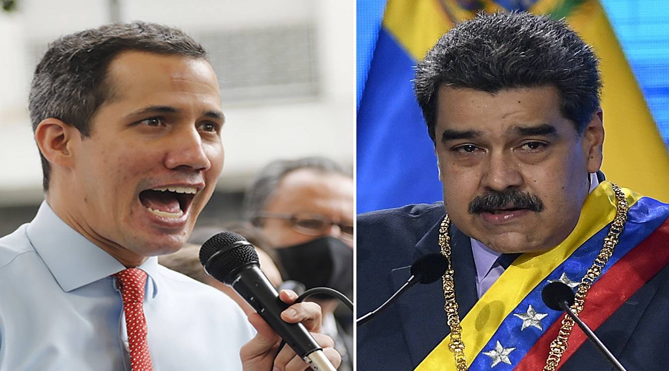 Juan Guaido, the leader of Venezuela’s National Assembly and Venezuelan President Nicolas Maduro (AP)