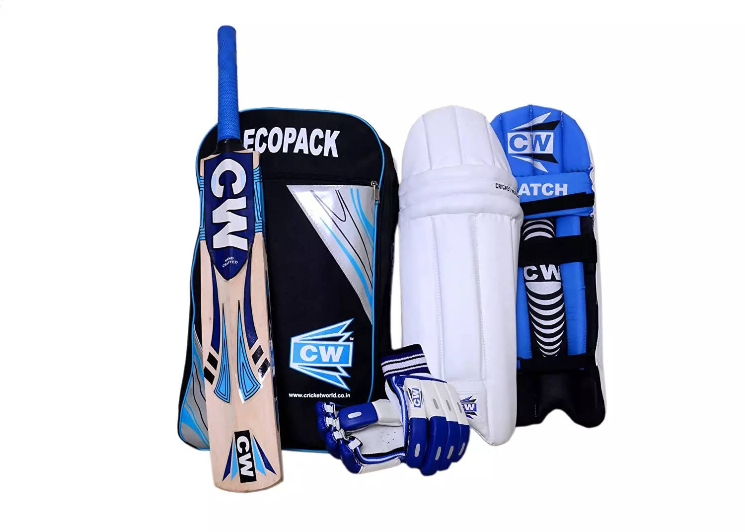 CW T20 Cricket Set USA Equipment Kashmir Willow Bat Duffel Bag Youth Size 6 