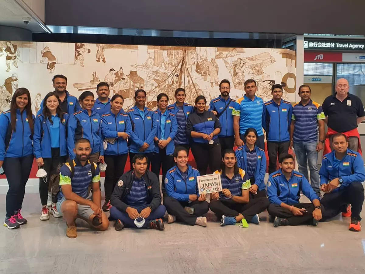 The Indian shooting contingent after landing in Tokyo for the Olympics in July-August 2021 (Photo: NRAI Twitter)