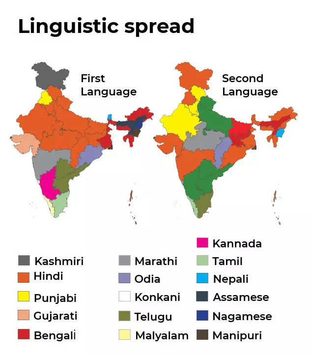 hindi language map