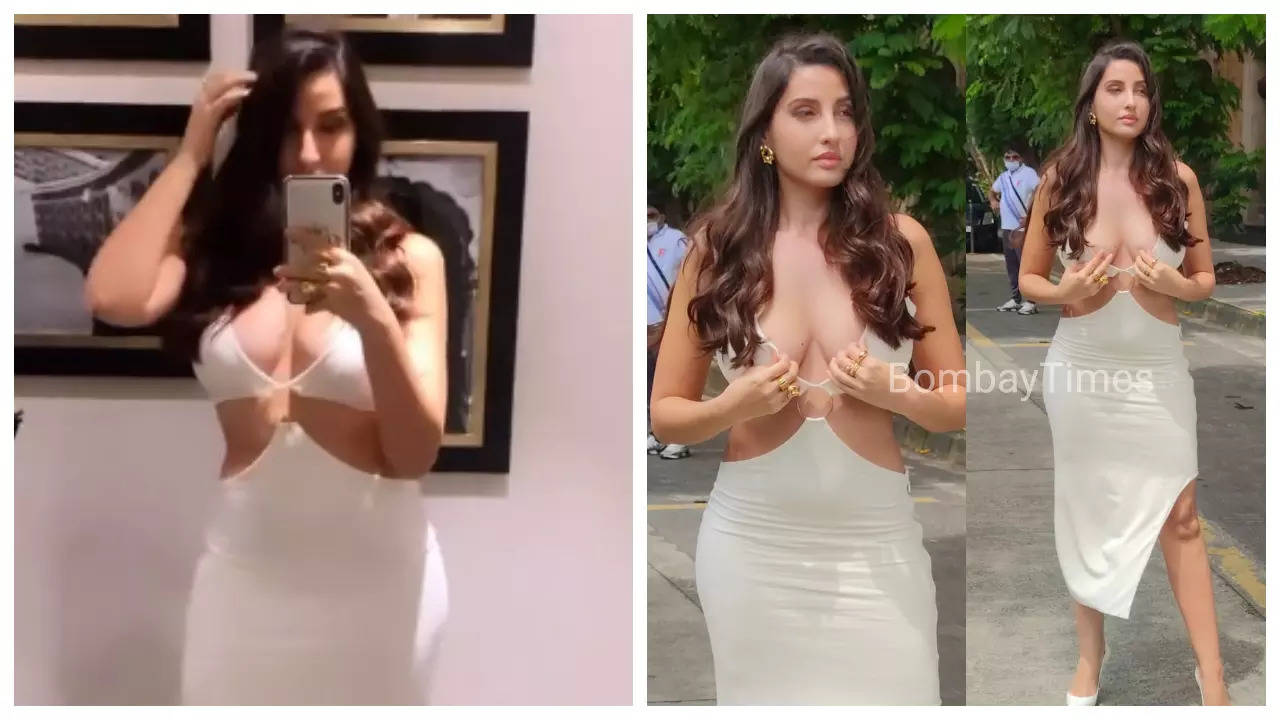 Nora Fatehi turns heads with her bold white bodycon dress and gold  accessories, see pics | Hindi Movie News - Times of India