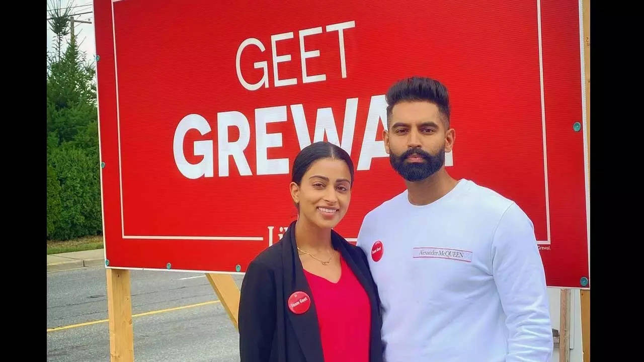 Parmish Verma stands with his lady love Geet Grewal during her ...
