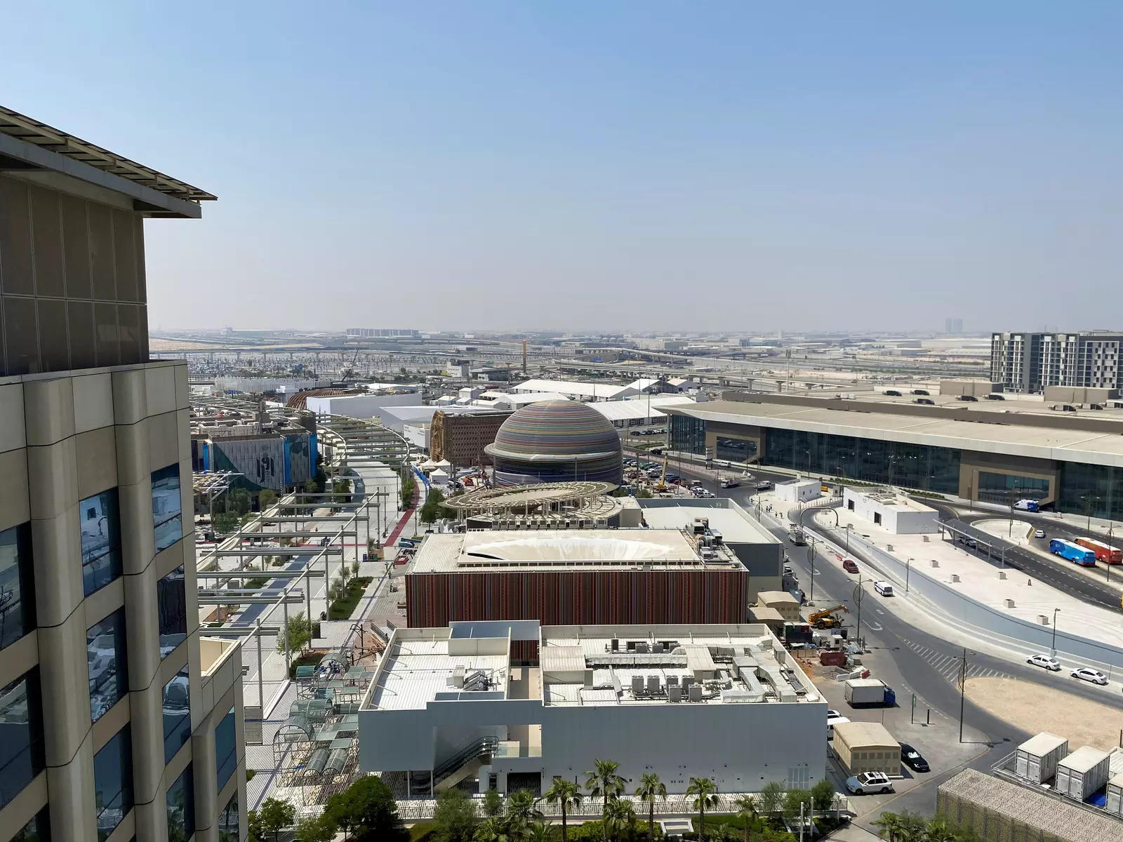 A general view shows the Expo 2020 Dubai site seen from a hotel rooftop in Dubai 