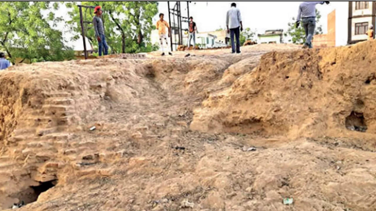 The remains, unnoticed for centuries, have been identified as those of a Mauryan-period brick platform going back over 2,000 years.