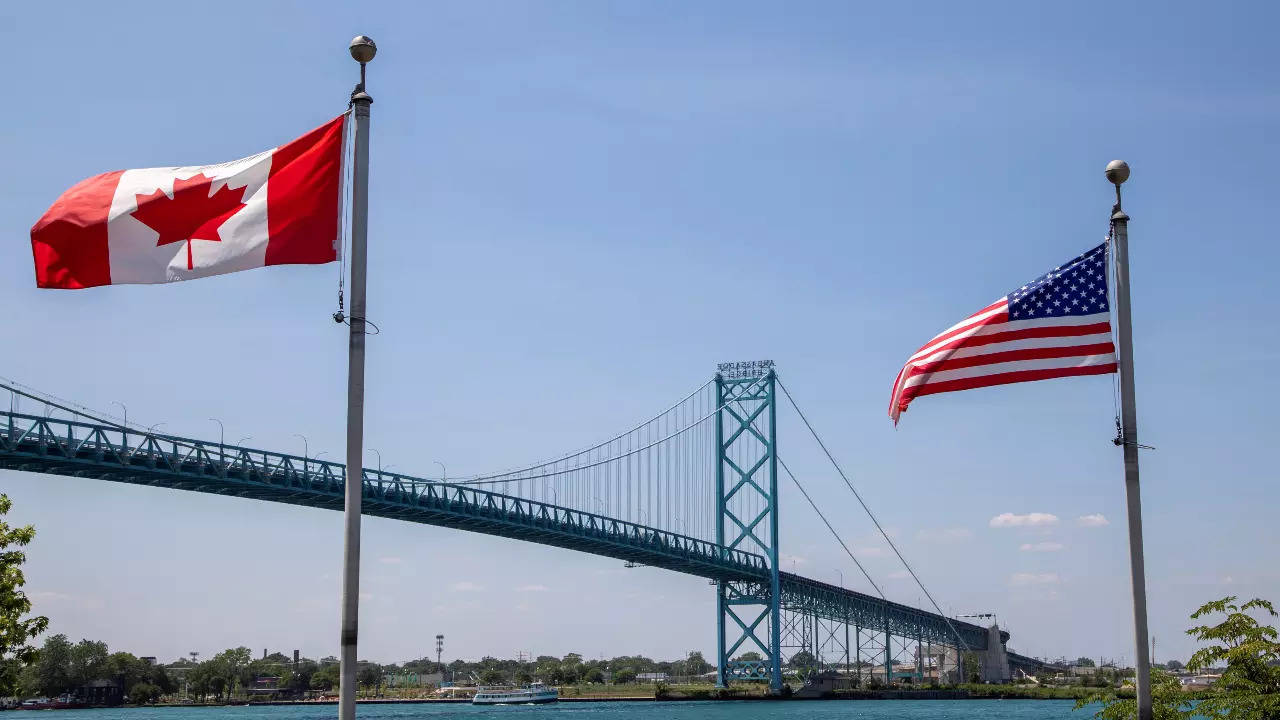 A view of the Ambassador Bridge, a main trade route linking Canada and the United States, in Windsor, Ontario, Canada  (Reuters)