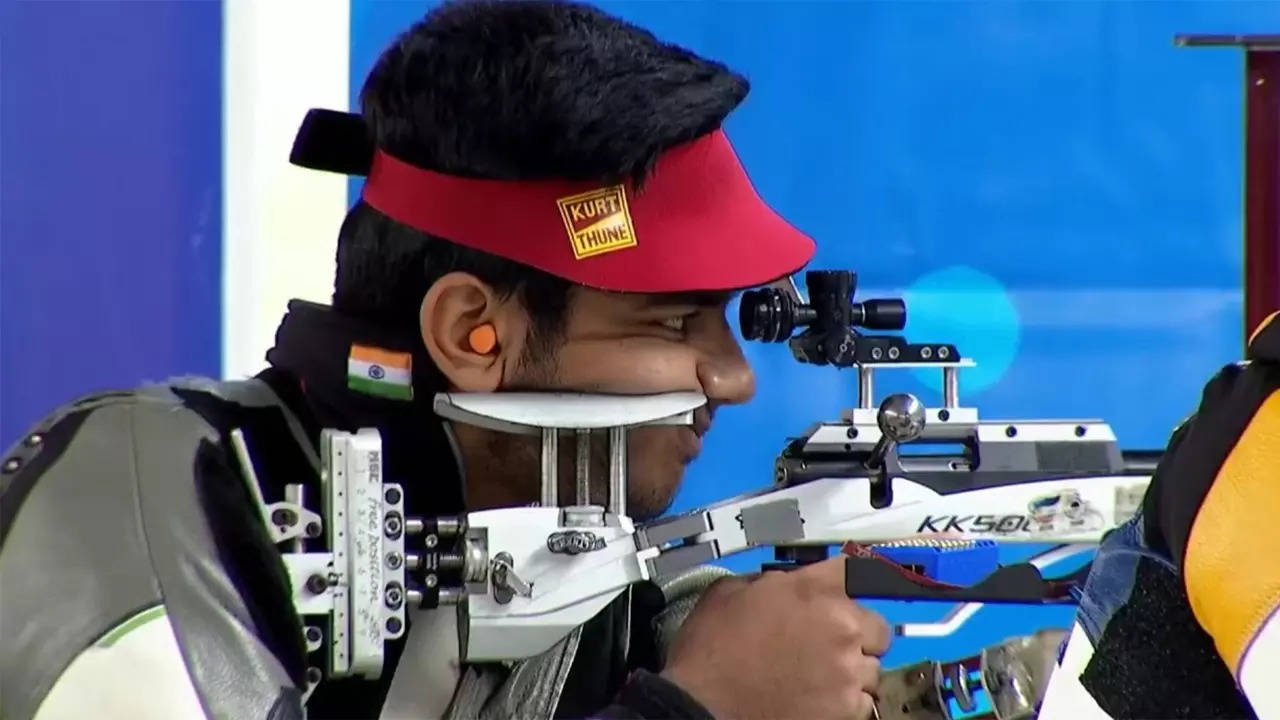 India's Aishwary Pratap Singh Tomar during the men's 50m 3 Positions final at the ISSF Junior World Championship in Lima, Peru (Photo: SAI Twitter)