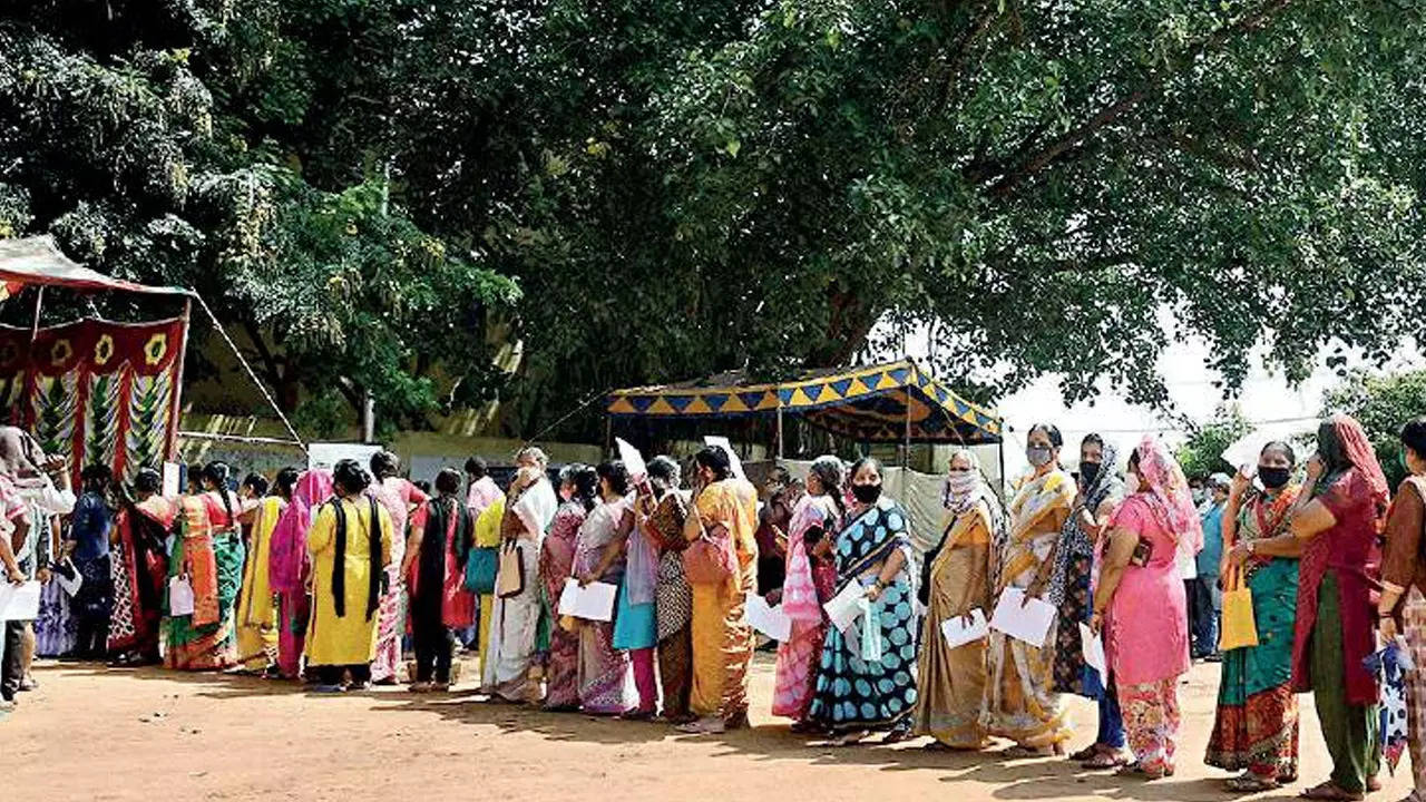 Many women were seen waiting to get a shot of the vaccine at a special camp in Kengeri, Bengaluru on Thursday