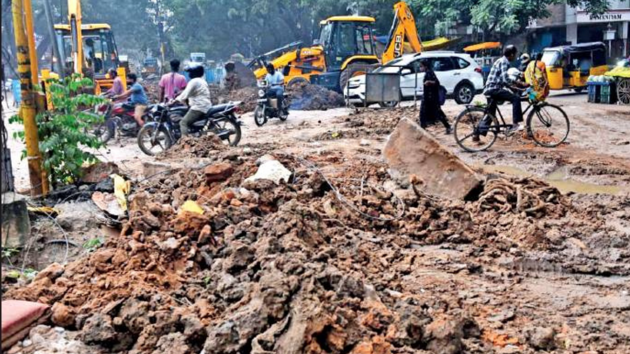 Commuters face trauma as Metrowater work on Anna Main Road in KK Nagar has made the stretch a mess