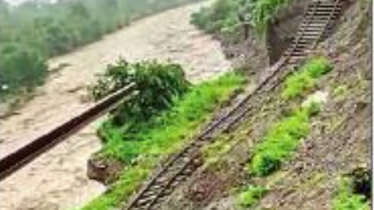 Kathgodam rail track washed away due to heavy rains