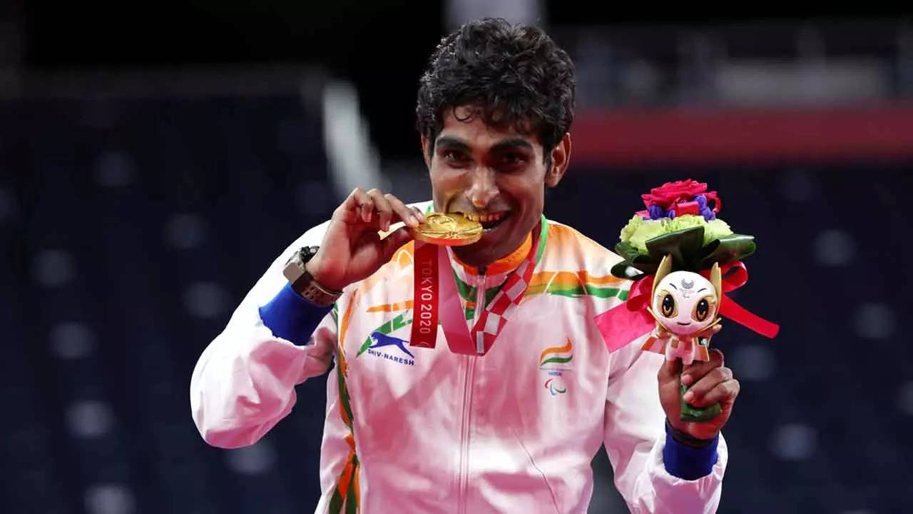 Reigning world champion Pramod Bhagat won a historic gold medal in the men's singles SL3 class at the Tokyo Paralympics (Photo by Kiyoshi Ota/Getty Images)