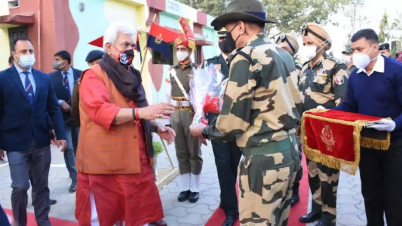 Jammu and Kashmir Lieutenant Governor Manoj Sinha interacted with BSF troops and praised them for their extraordinary service and hard work.