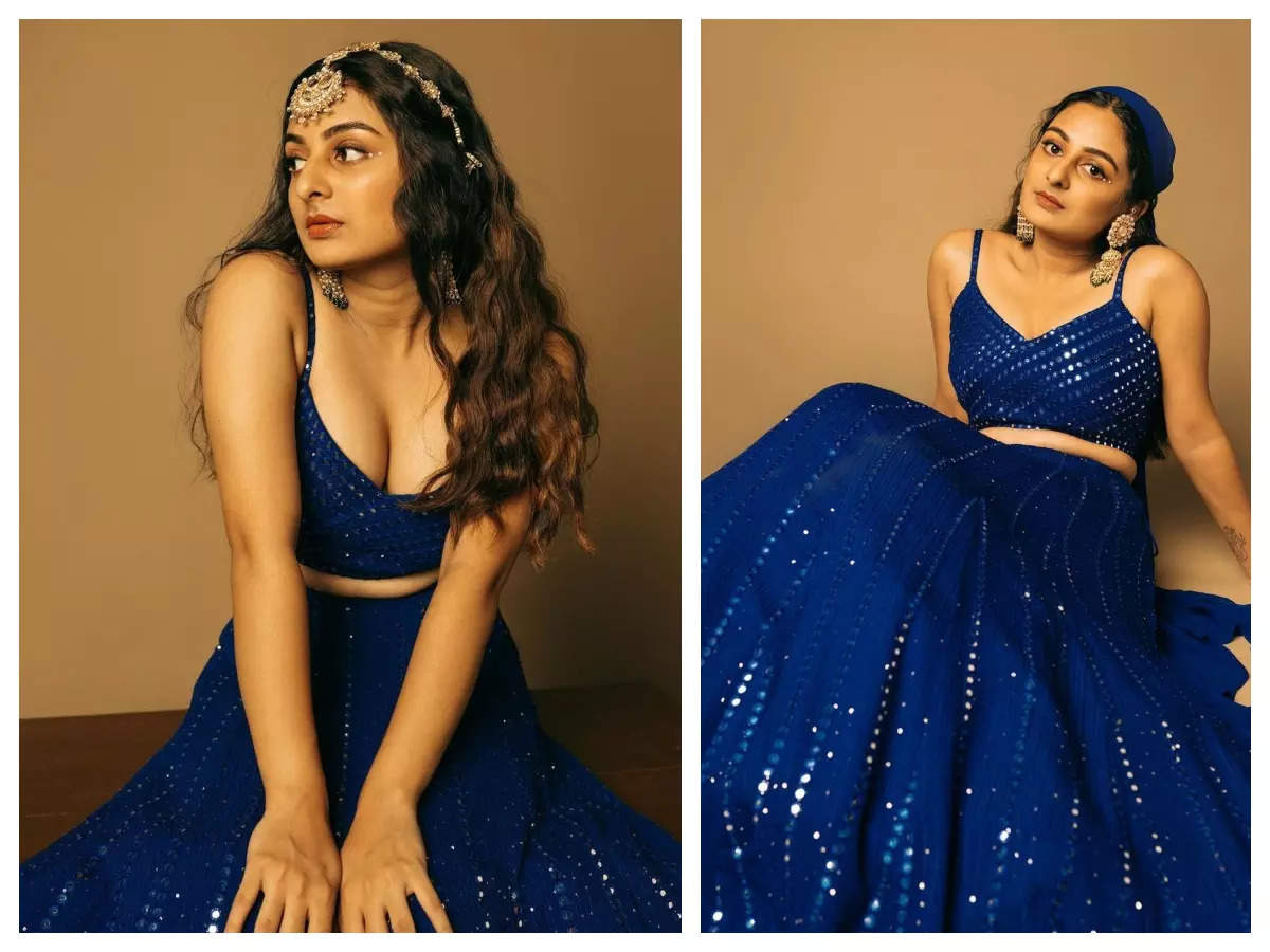 Esther Anil hits all the right style notes wearing a blue lehenga-choli, see pics | Malayalam Movie News - Times of India