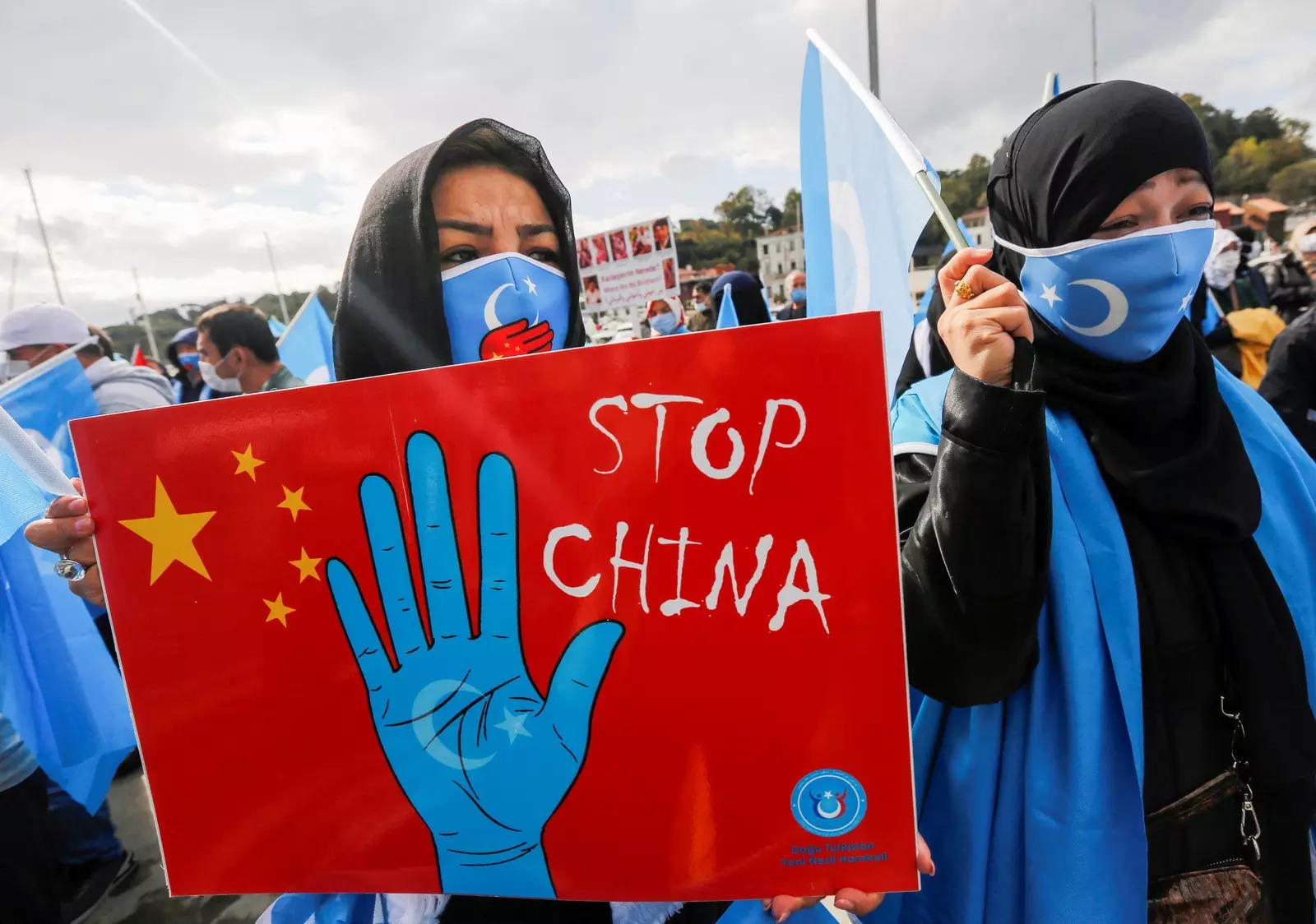 Ethnic Uighur demonstrators take part in a protest against China in Istanbul (File photo)