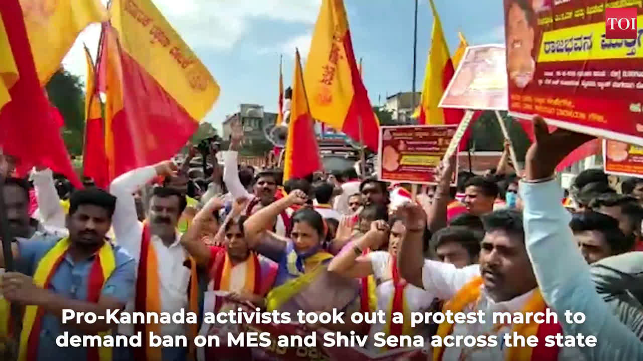 Pro-Kannada activists take out rally to demand ban on MES and Shiv Sena |  City - Times of India Videos