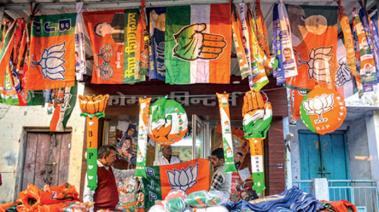 BATTLE-READY: Campaign material on sale in Kanpur on Wednesday 