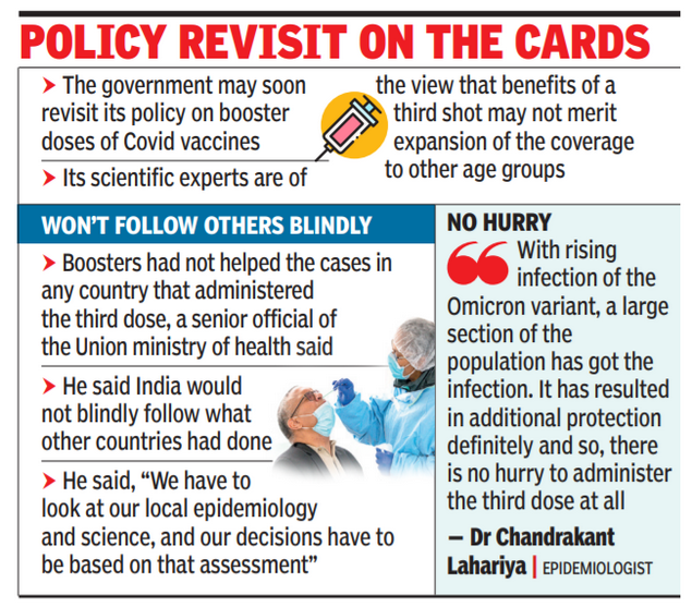 Covid 19 India Should Go Slow On Boosters For All Say Experts Pune News Times Of India