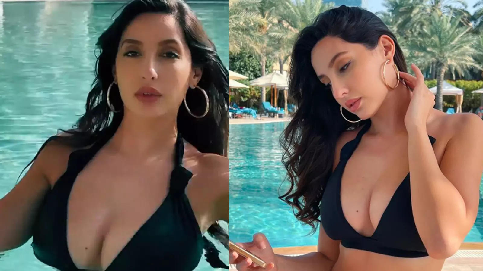 Shahrukh Khan Bf Xx - Nora Fatehi takes a dip in pool in black swimsuit, shows off her curves |  Hindi Movie News - Bollywood - Times of India