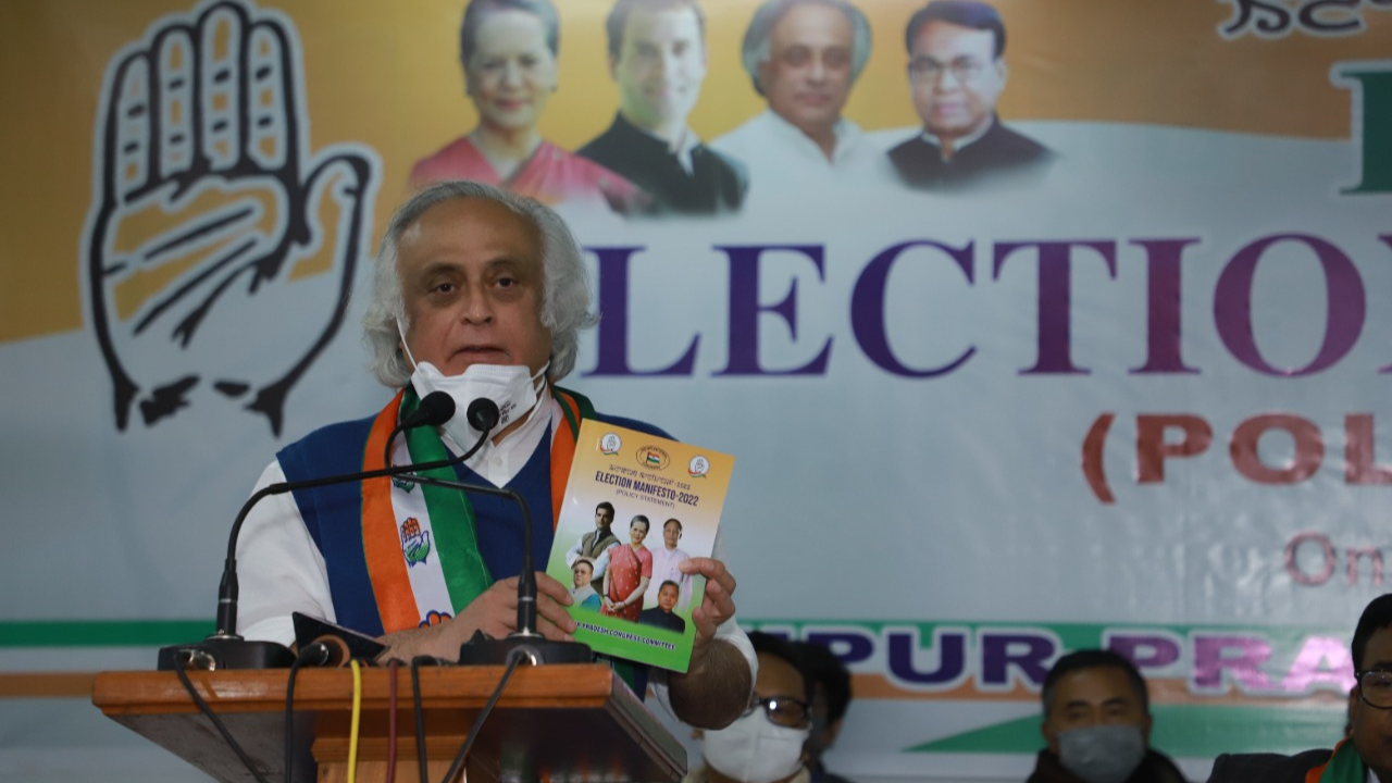 AICC leader and the party’s senior observer for the ensuing polls, Jairam Ramesh, said, “It is the manifesto to bring Manipur back on the progress track." (Photo: @INCManipur/Twitter)