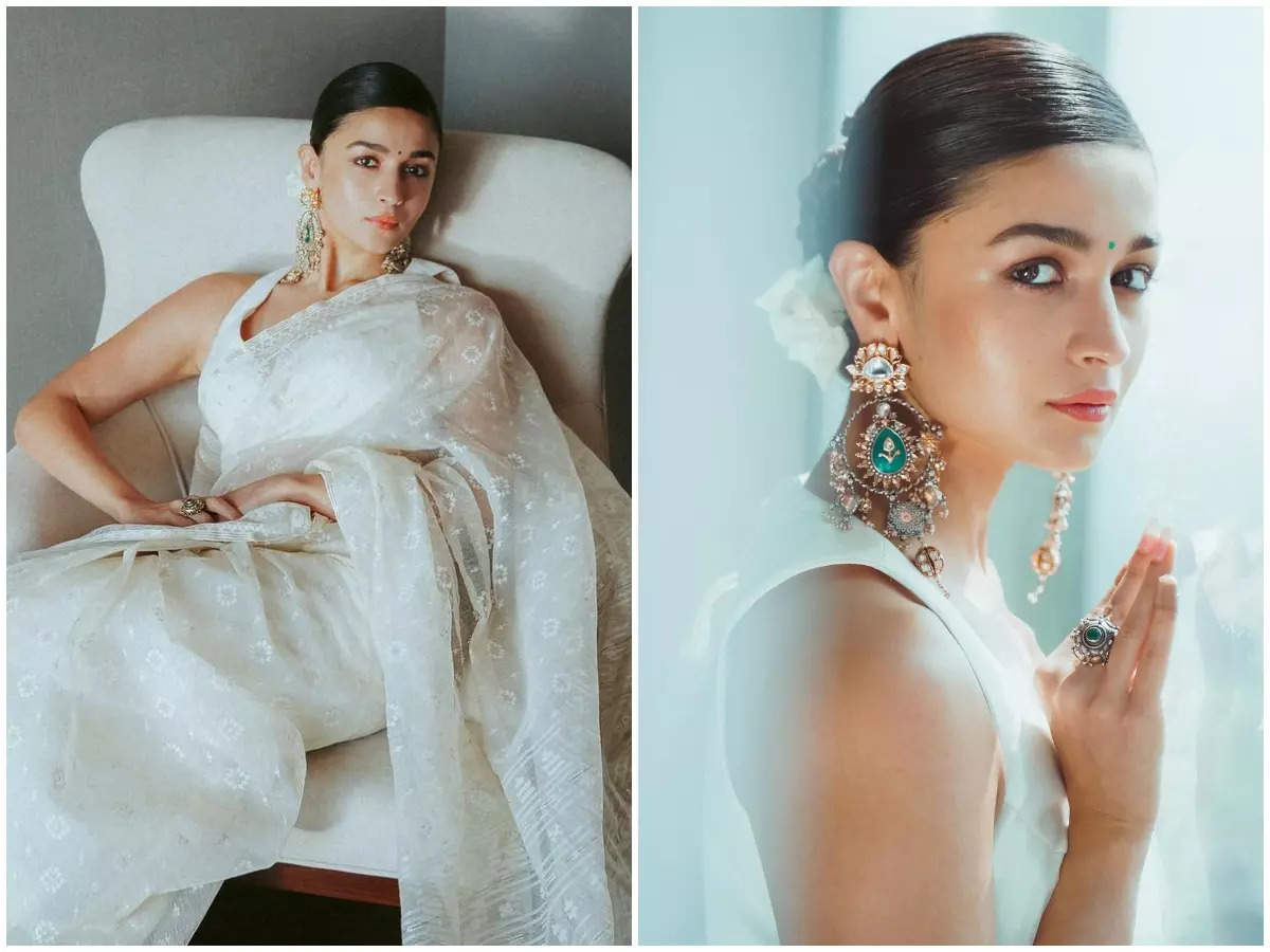 Alia Bhatt stuns in a sheer white saree as she promotes &#39;Gangubai Kathiawadi&#39; in Kolkata- pics | Hindi Movie News - Times of India