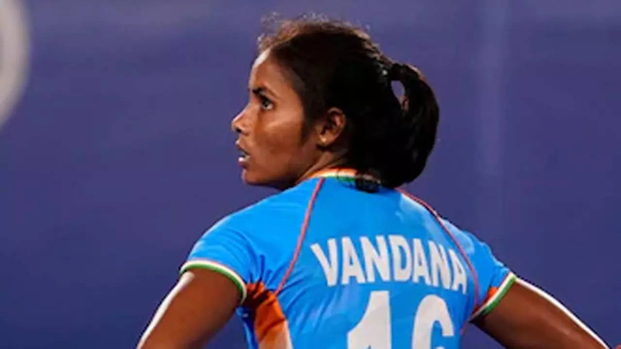 Vandana rose to stardom last year by becoming the first Indian women's hockey player ever to score a hat-trick in the Olympics. (AP photo)