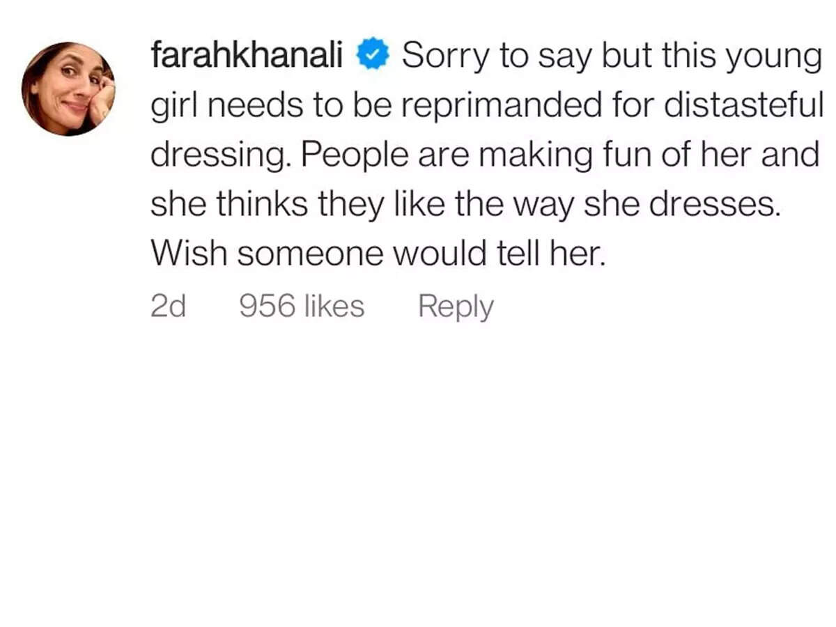Urfi Javed slams designer Farah Khan Ali; says, "Your relatives have starred and produced movies where women have worn tiny clothes in item numbers, is that tasteful?" - Times of India