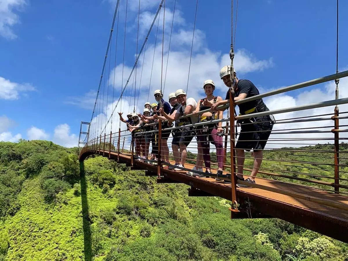 Hawaii's longest suspension bridge hangs at 1600 ft above the Maui coastline!