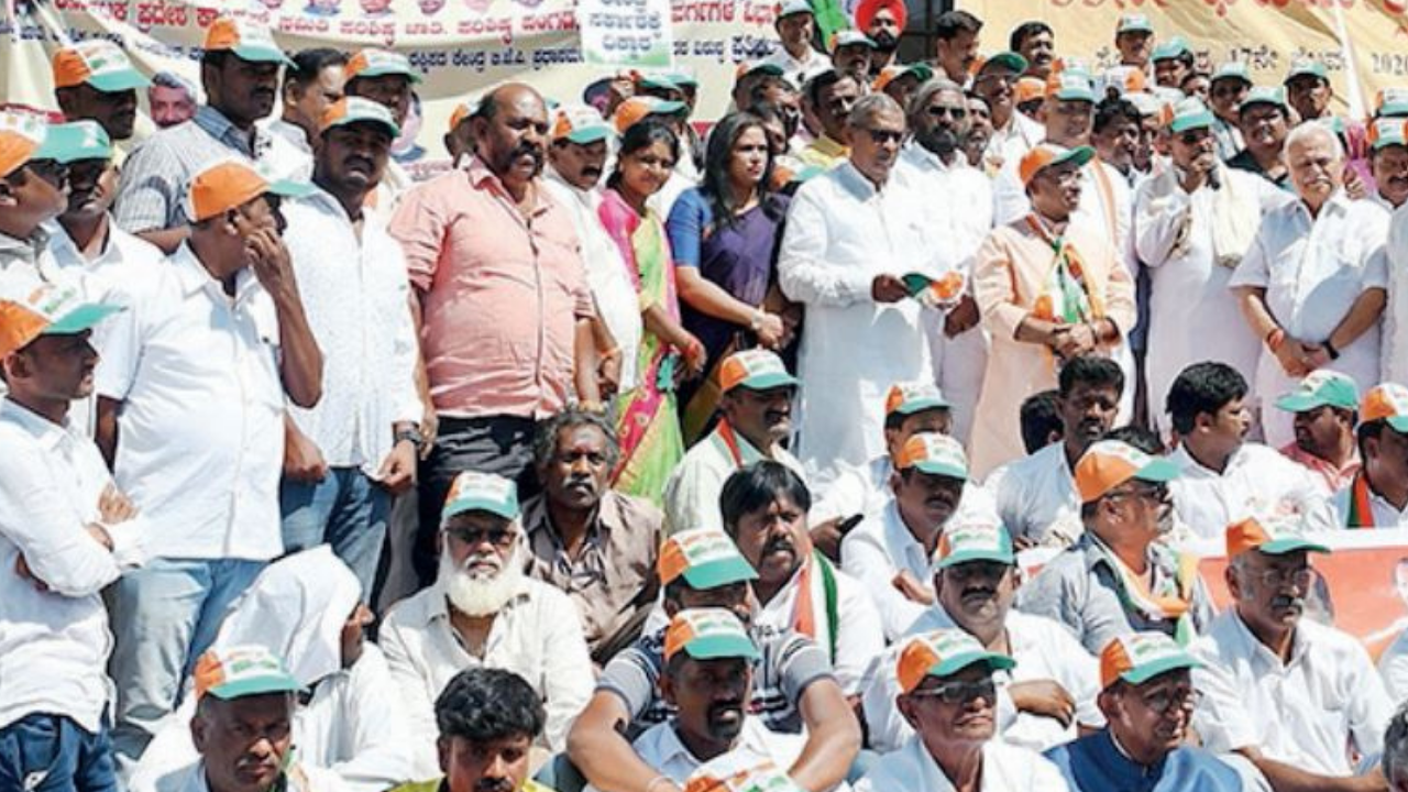 A file picture of Congress members participating in an OBC rally to protest the SC’s verdict scrapping reservation