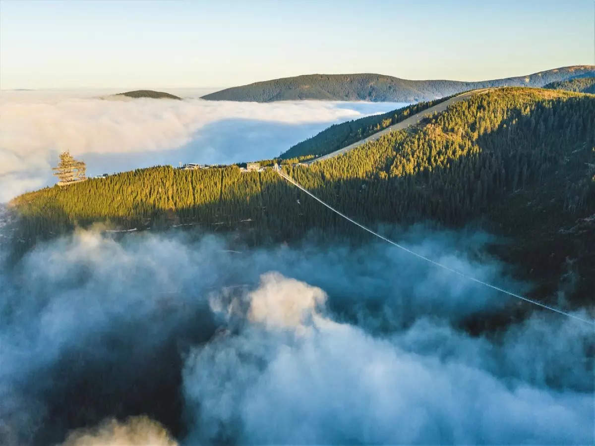 Walk in the clouds: World’s longest pedestrian suspension bridge opens in Czech Republic