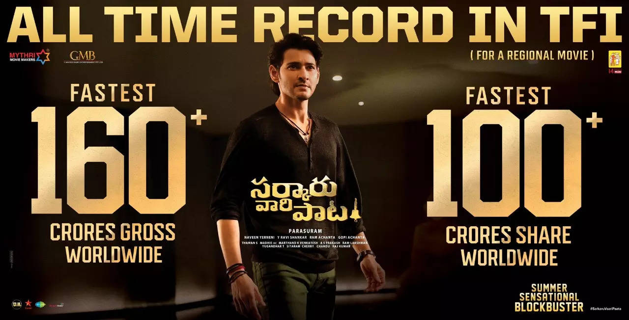 Sarkaru Vari Paata Full Movie Collection: 'Sarkaru Vari Paata' box-office  collections day 6: Will the film inch towards Rs 200 crore (Gross) in its  lifetime business? | - Times of India