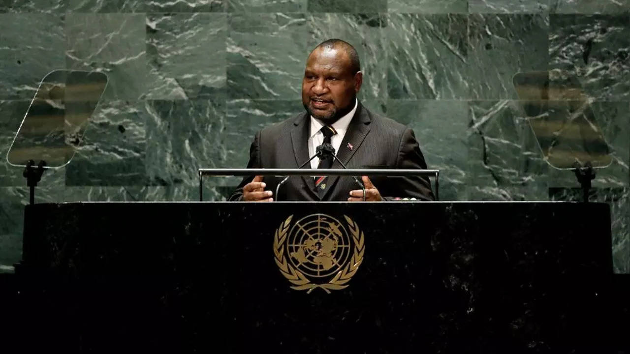Papua New Guinea's Prime Minister James Marape speaks at the UN General Assembly 76th session General Debate (Reuters)