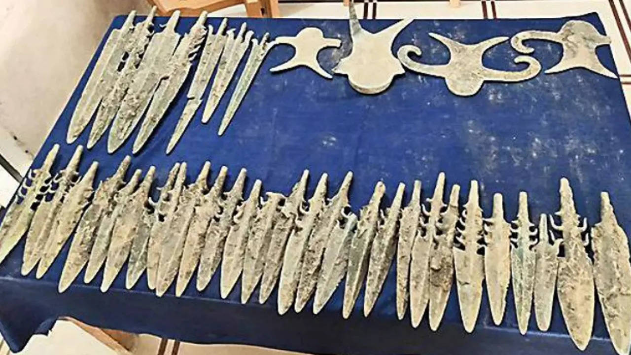Mainpuri News: 4,000-year-old copper weapons found under a field in Uttar  Pradesh's Mainpuri | Agra News - Times of India