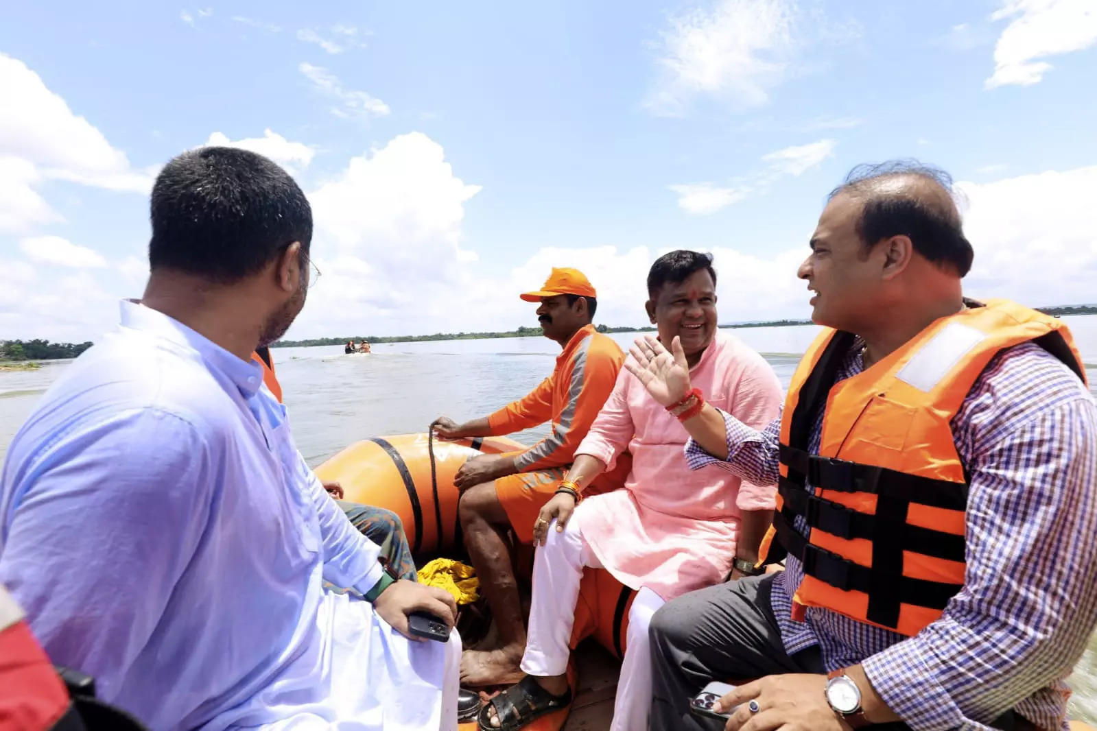 Assam Chief Minister Himanta Biswa Sarma surveys the districts affected by flood