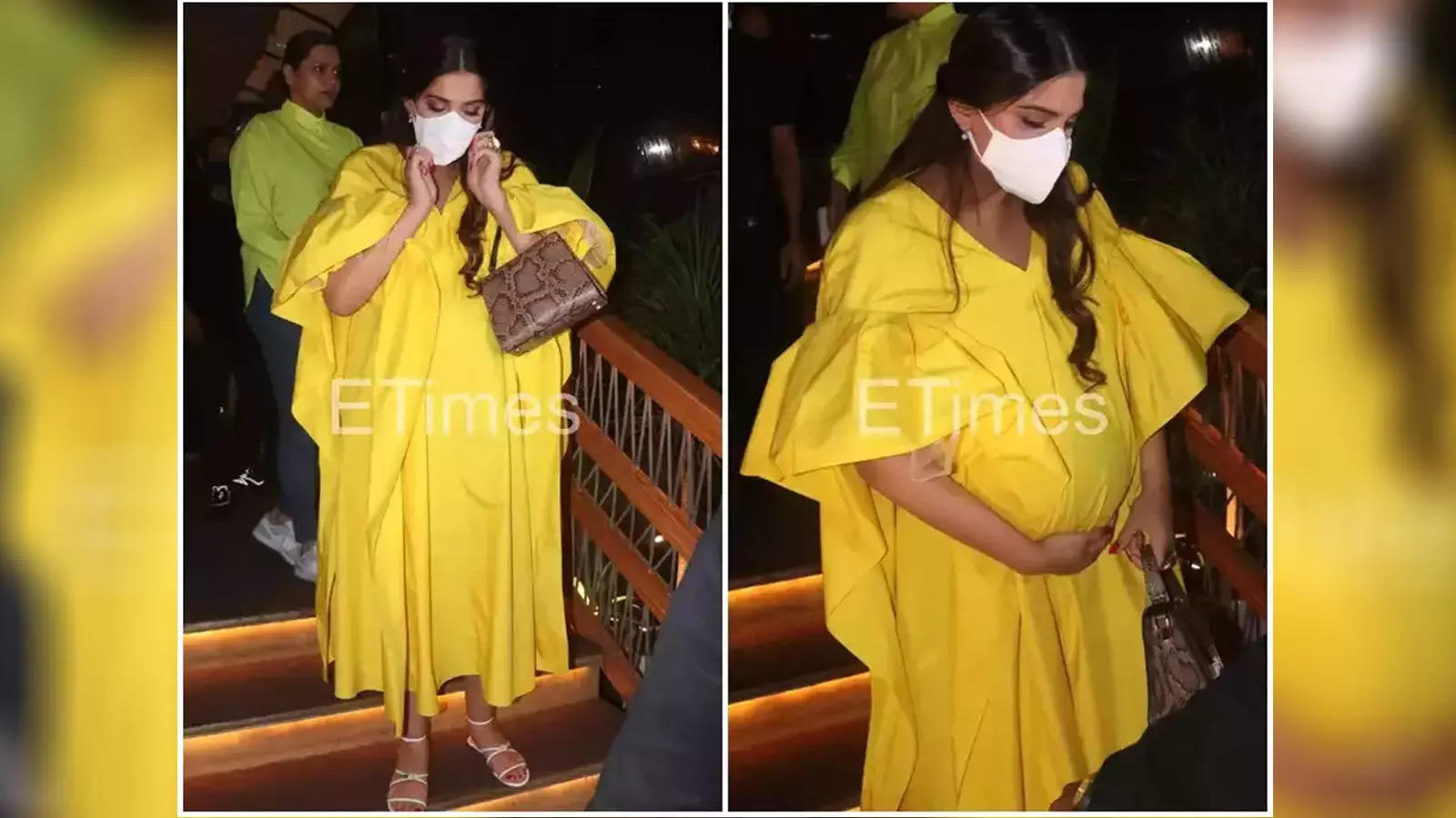 Sonam Kapoor Flaunts Her Baby Bump In Bright Yellow Dress As She Gets Papped In The City Hindi Movie News Bollywood Times Of India