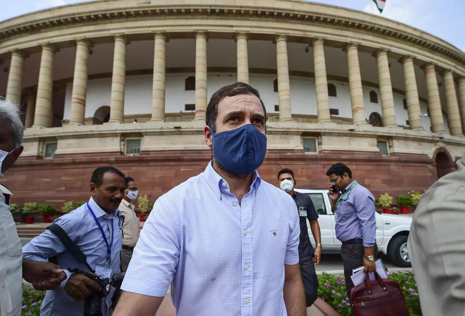 Congress MP Rahul Gandhi at Parliament House during its monsoon session. (PTI)