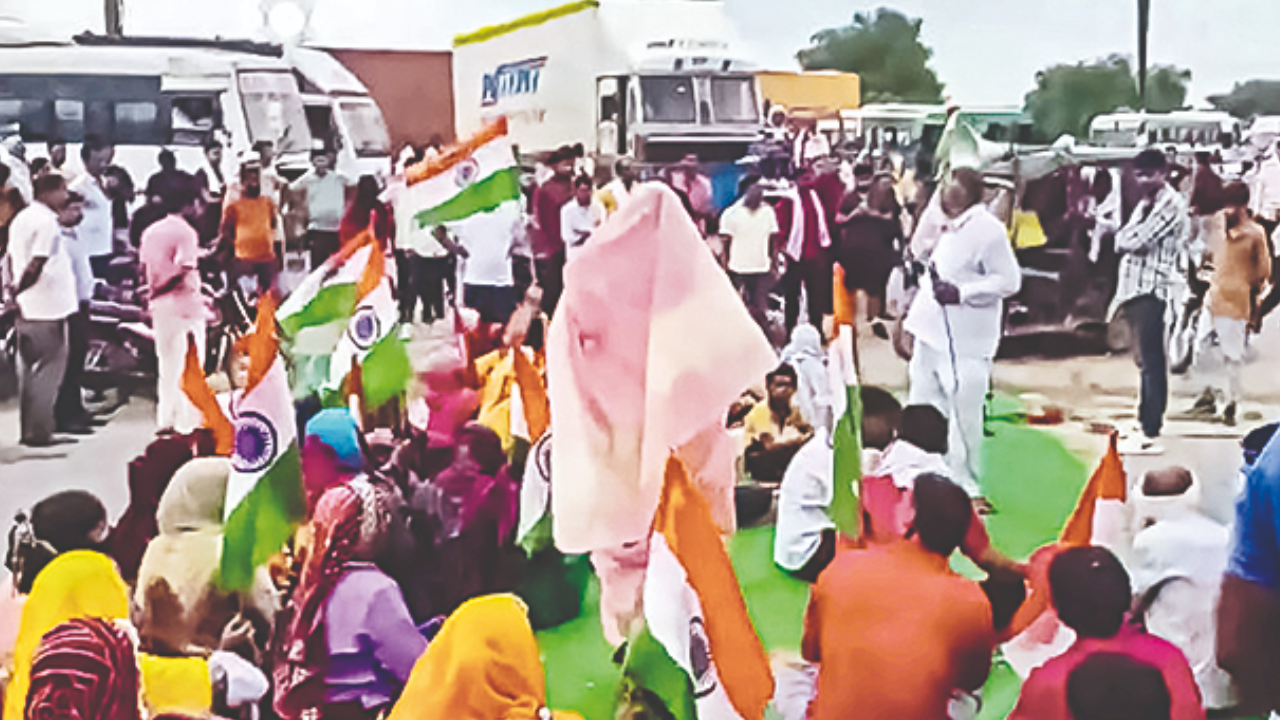 The protesters blocked the highway for nearly two hours, before they were bundled into police vans and taken to Manesar police station.