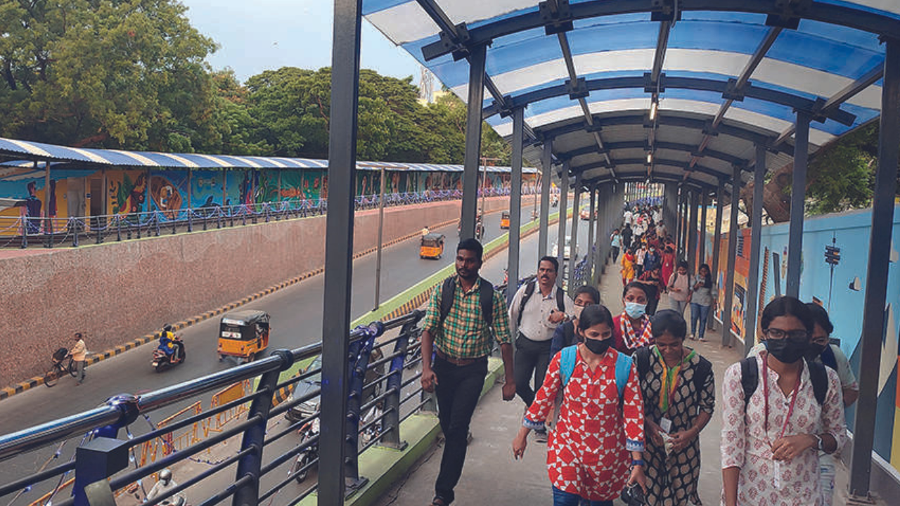 Rs 75 lakh has been spent on lighting the skywalk and footpaths