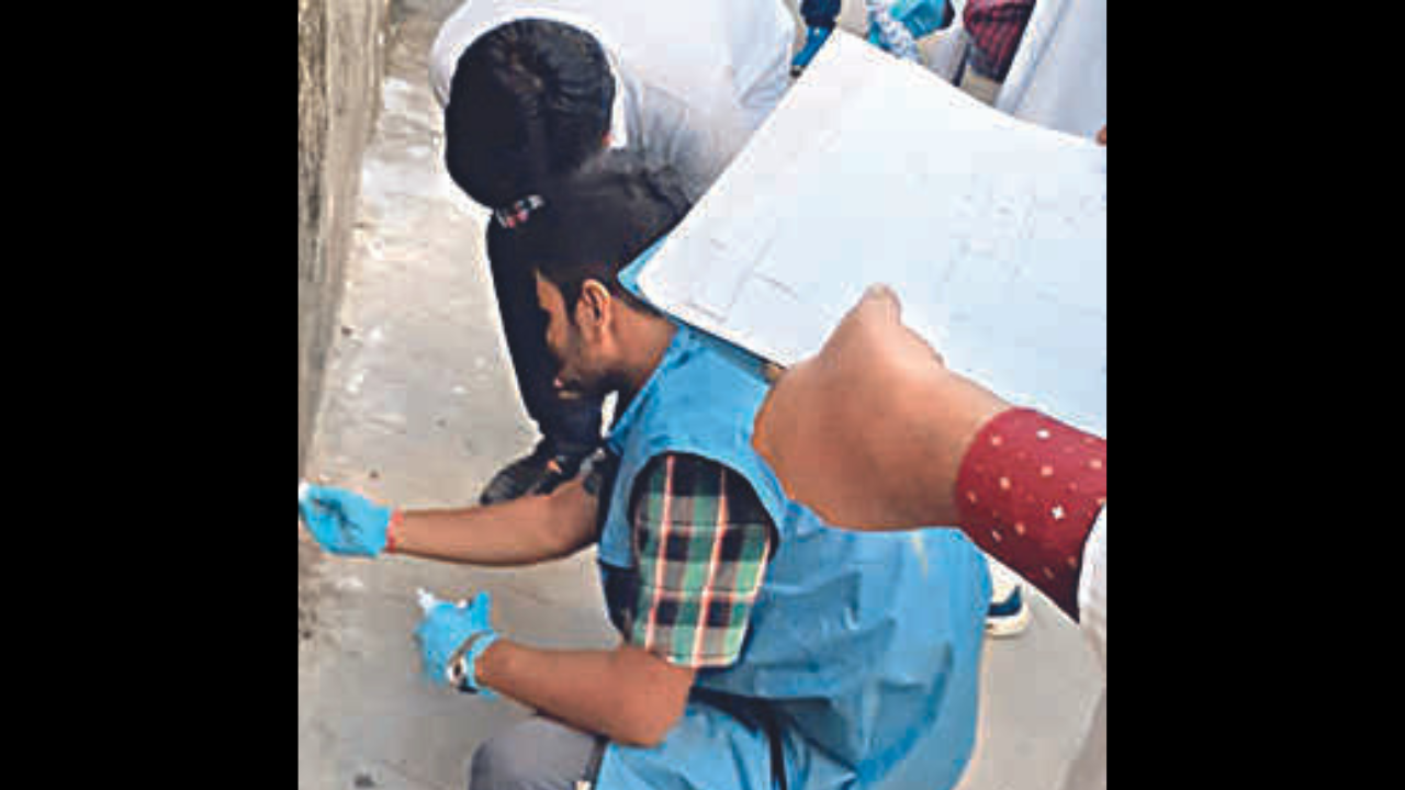 Forensic team at the murder spot 
