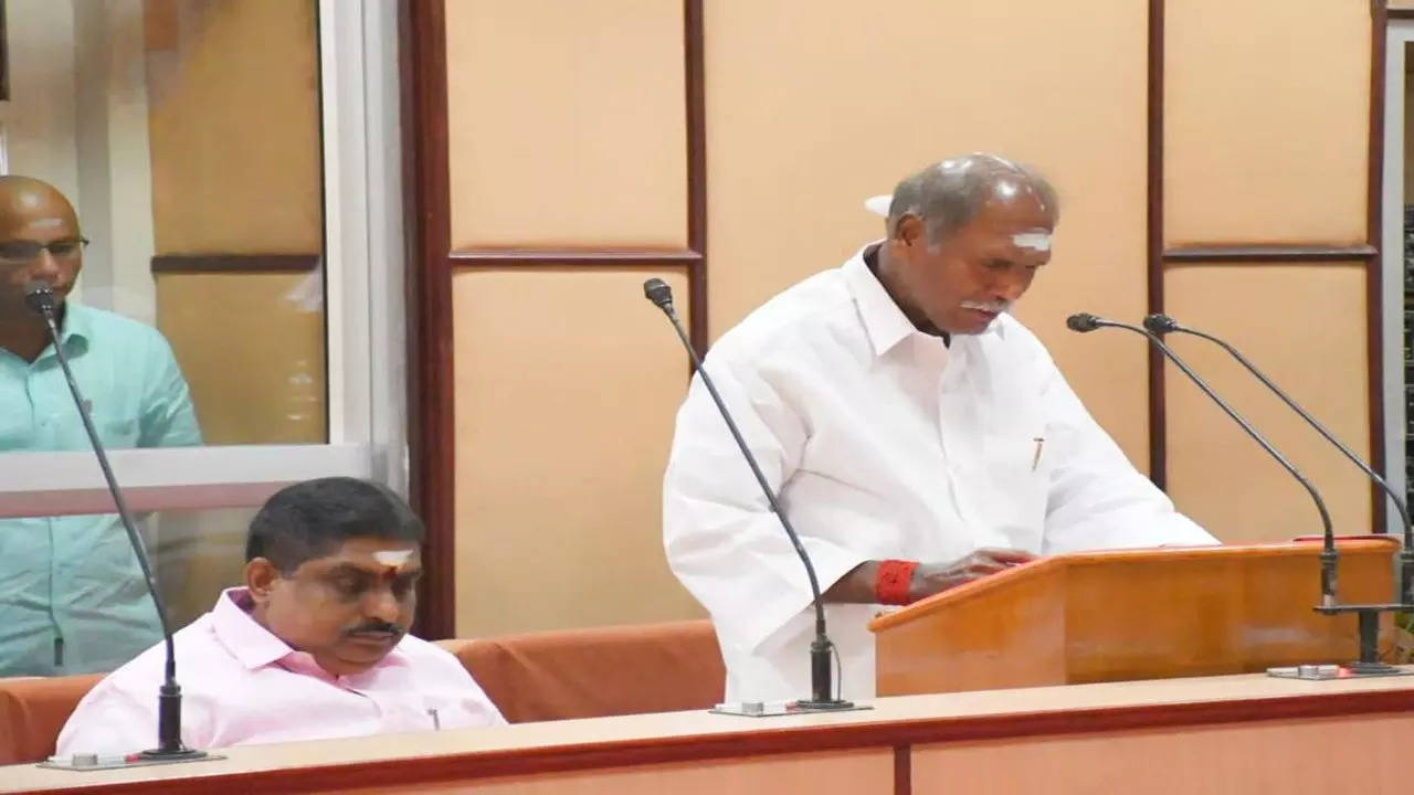 Puducherry chief minister N Rangasamy presents the budget for 2022-23