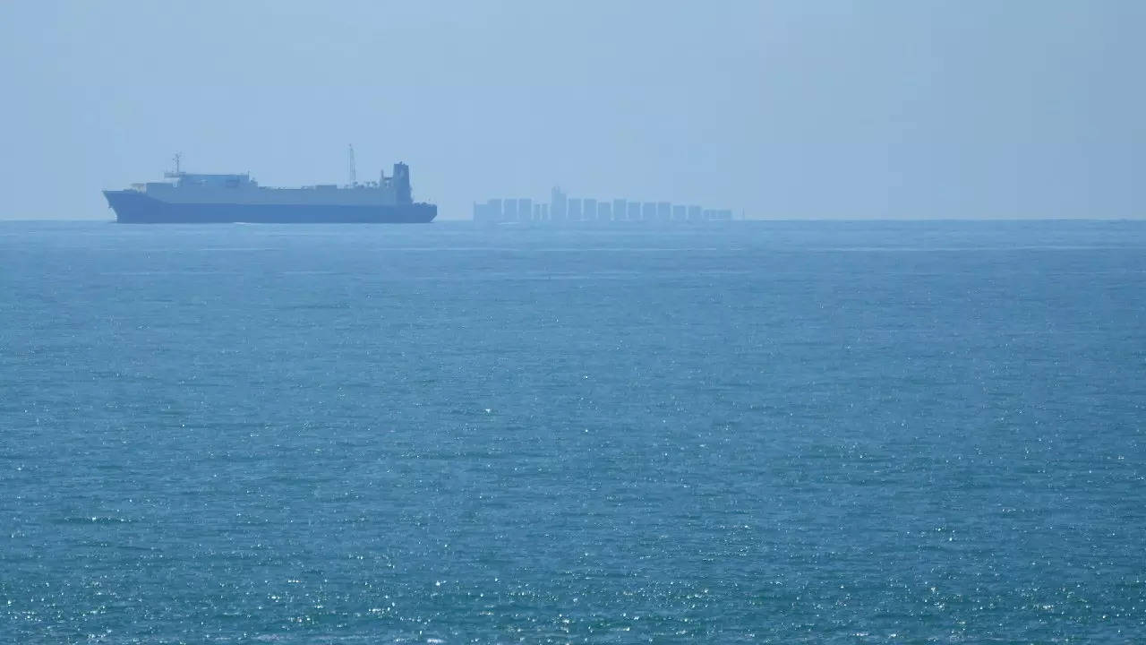 Ships move through the Taiwan Strait. (AP photo)