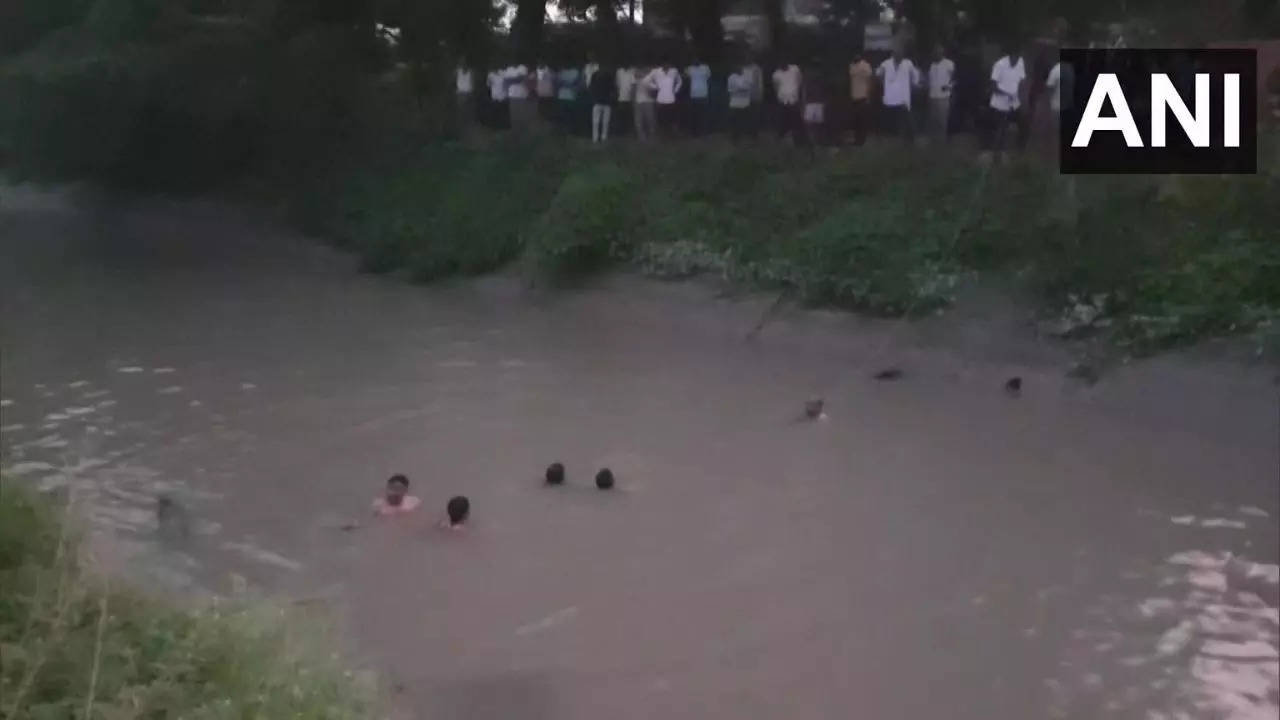 Nine youths were swept away by the current of water in the canal in Mahendergarh when the group was carrying a nearly seven-foot idol for immersion.