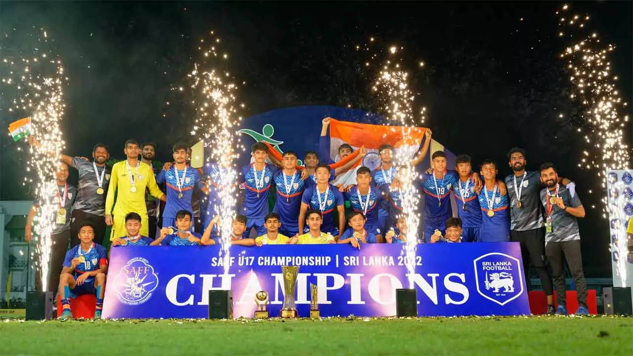India thrashed Nepal 4-0 in the final in Colombo to win the trophy (Photo: @IndianFootball Twitter)