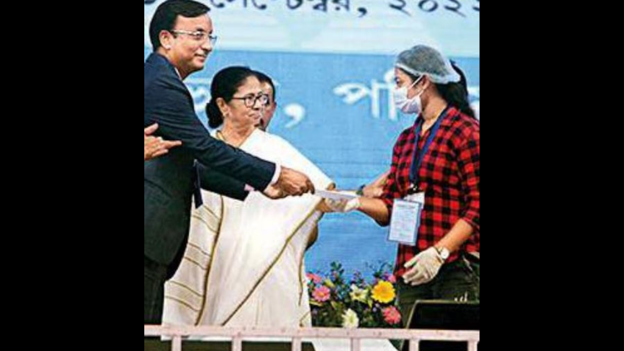 CM Mamata Banerjee hands out appointment letters while inaugurating the project on Thursday