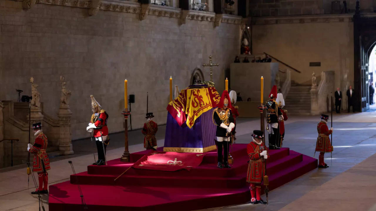 A delegation of Chinese officials reportedly has been barred from visiting the historic hall in Parliament where Queen Elizabeth II is lying in state (Reuters)
