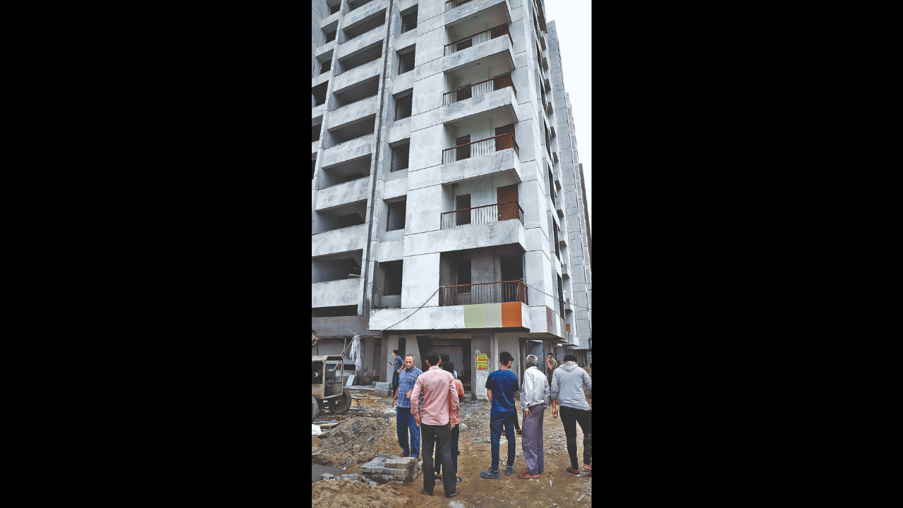 The under-construction residential building in Pandesara