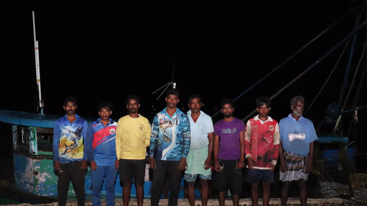 The detained fishermen have been identified as P Tamilselvan (37), C Viji (28), A Dinesh (26), G Ranjith (26), S Packirisamy (45), S Kamal (25), A Poonuthu (41), and M Karthic (27).