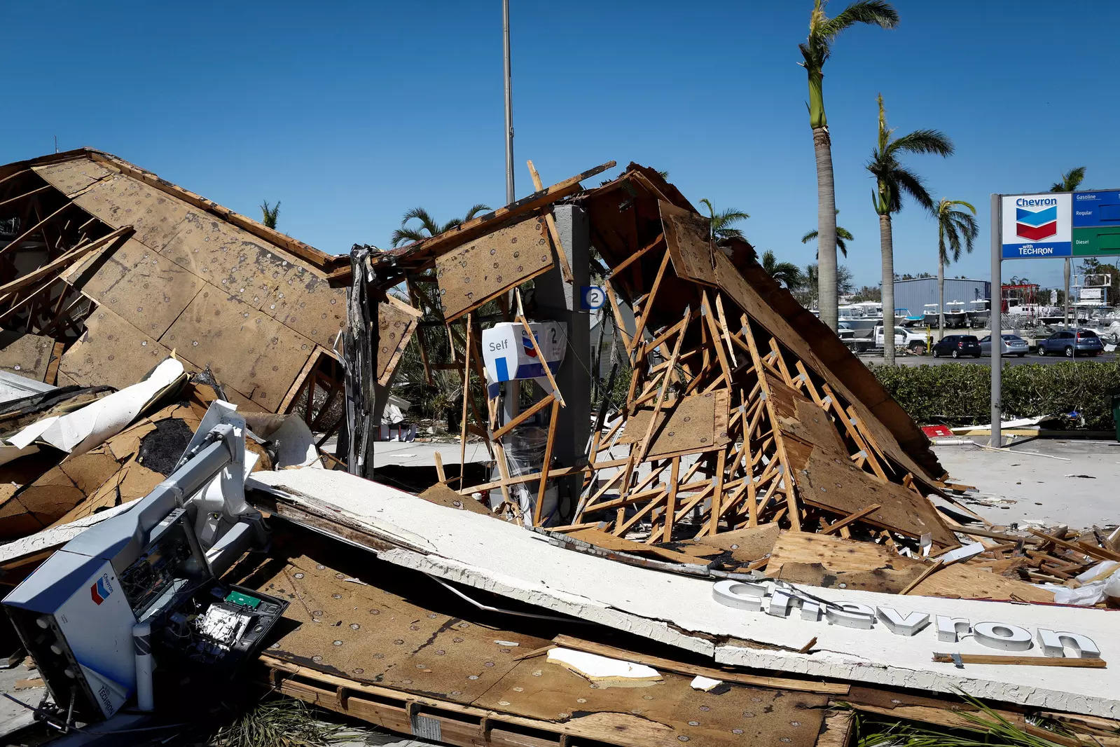 A destroyed gas station seen after Hurricane Ian caused widespread destruction in Fort Myers, Florida, US. (File photo: Reuters)