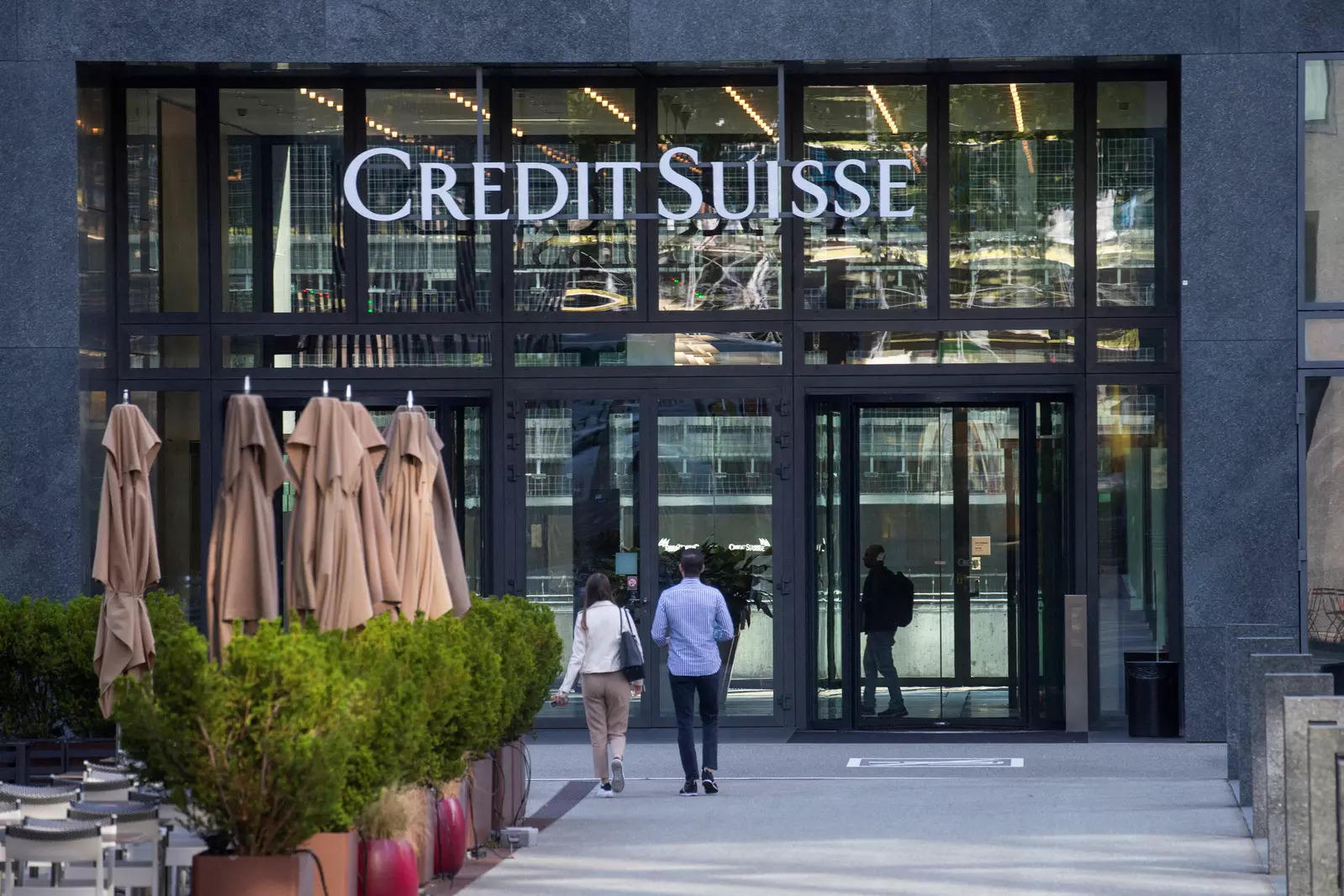 The logo of Swiss bank Credit Suisse is seen at an office building in Zurich, Switzerland.