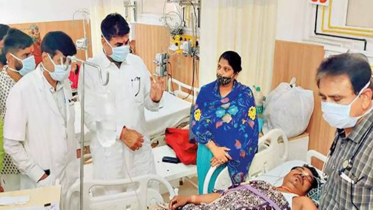 Ramlal Jat, Congress minister and Udaipur in-charge seeks update on Rajkumar Sharma’s health in Udaipur on Monday